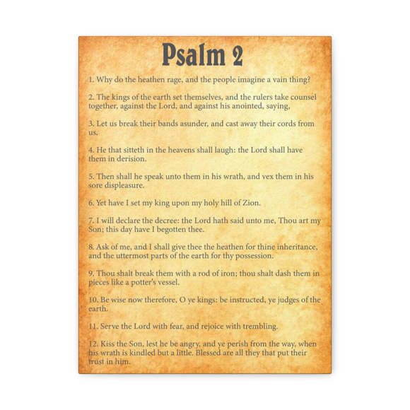 Scripture Sign Psalm 2 Chapter Gold Bible Canvas Christian Wall Art Ready to Ha
